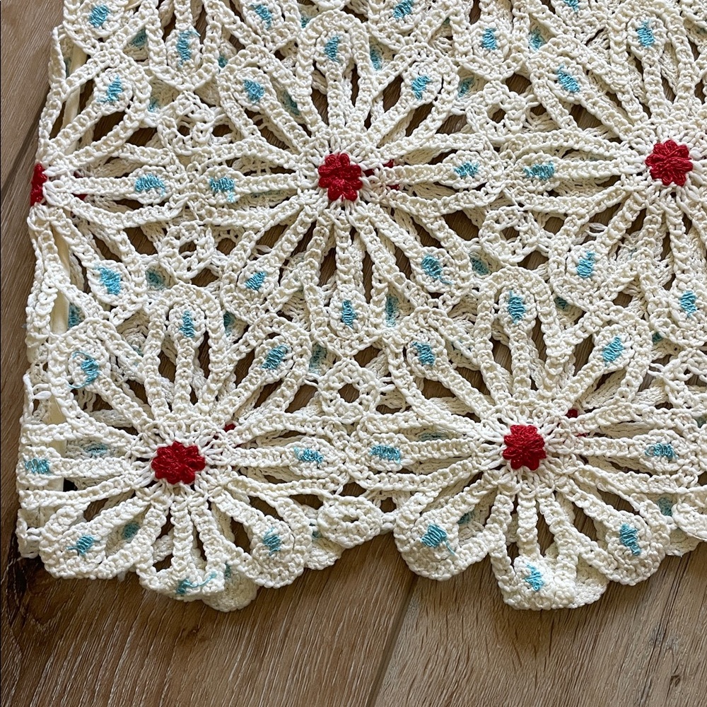MOTHER “The Daisy Shell”  Daisy Tank Top Cream w/ Red and Light Blue Accents NWT - Picture 10 of 15